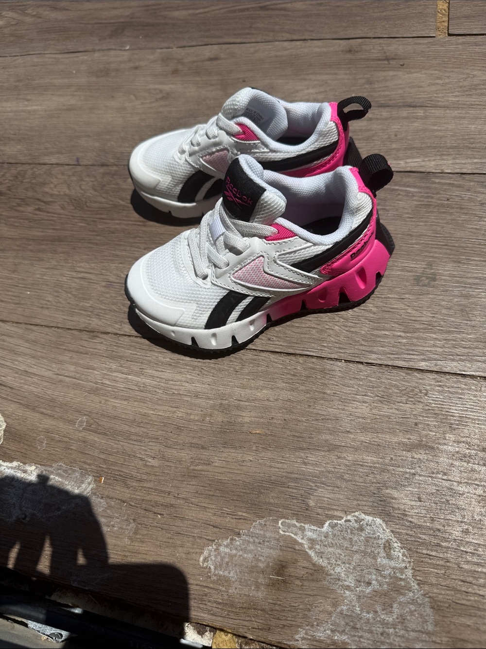 Reebok White, Pink & Black Kids Sneakers